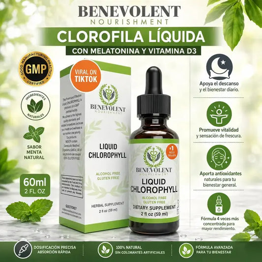 Clorofila Líquida Benevolent con Melatonina y Vitamina D3